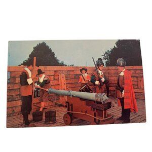 Gun Deck First Fort Plymouth MA Postcard Pilgrim Cannon
